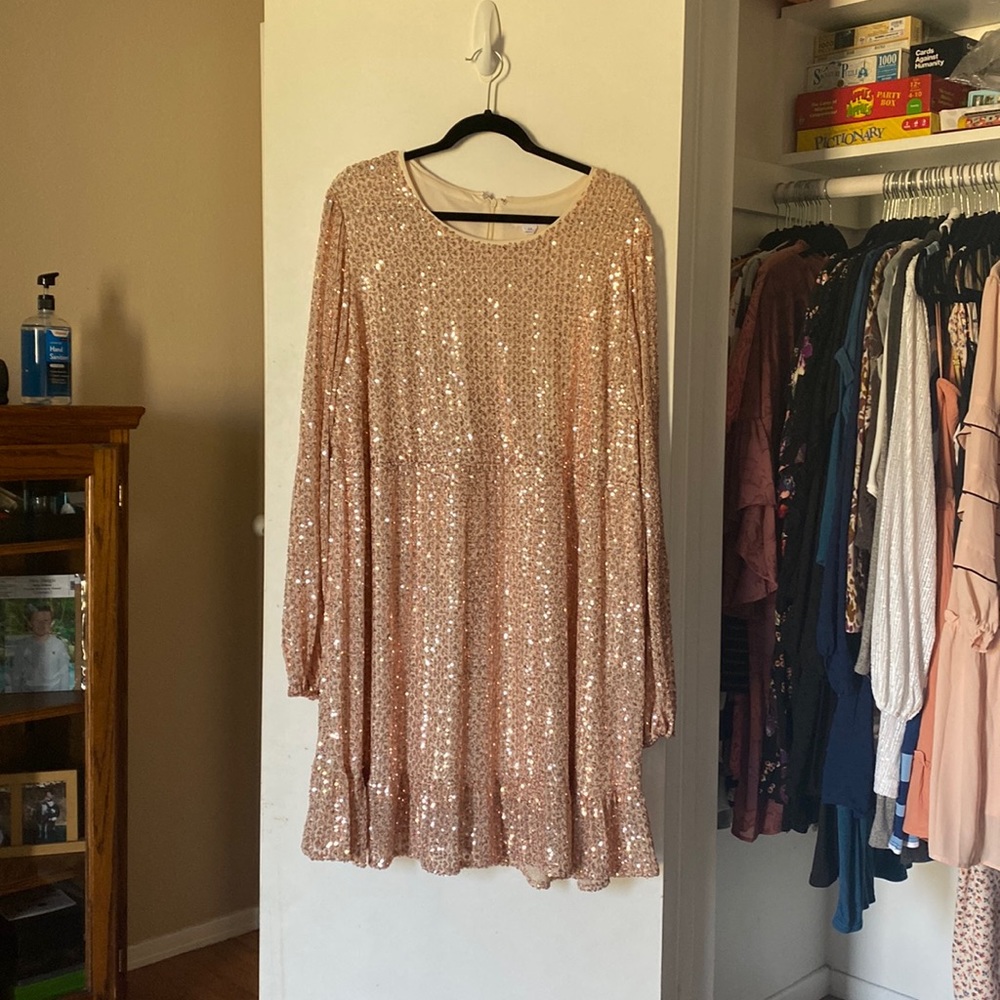 Chic Soul Pink Glitter Dress 2X